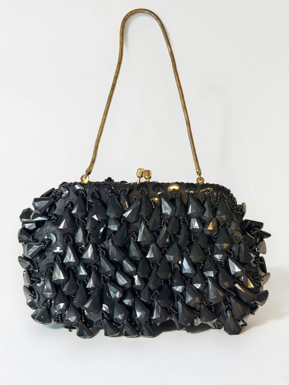 Vintage black beaded evening purse